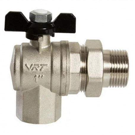 Кран VRT шаровой со сгоном угловой 1" бабочка