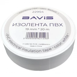 Изолента ПВХ BAVIS белая 19мм х 20м