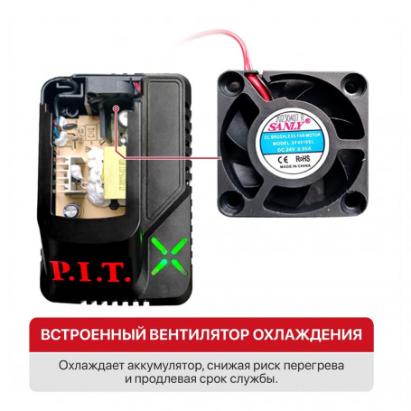 Устройство зарядное P.I.T. PH20-4.0A для всех АКБ 20В OnePower, 20В, 4.0А, 100Вт