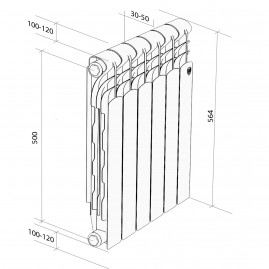 Радиатор Royal Thermo Revolution Bimetall 500 2.0  -  8 секц.