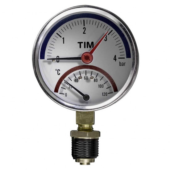 Термо-манометр TIM радиальный 6 бар, от 0гр. до 120гр., 1/2" НР, Y-80-6
