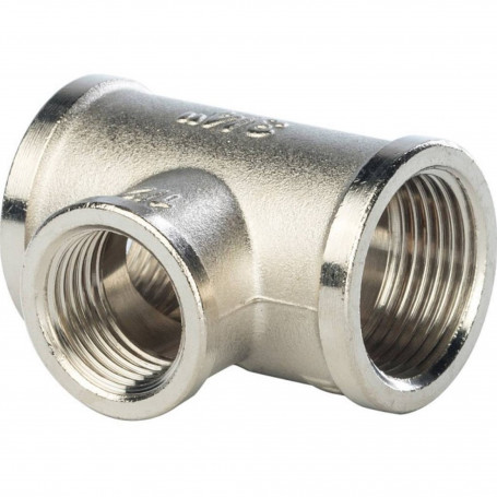 Тройник переходной STOUT никелированный ВВ 3/4"х1/2"х3/4"