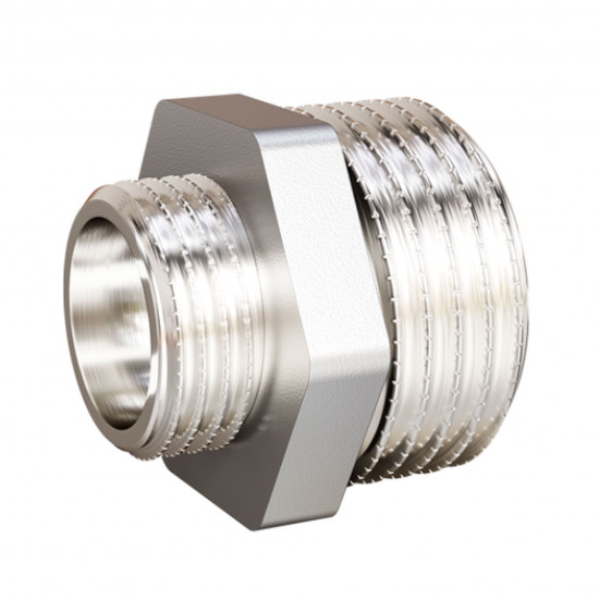Ниппель латунный LD LD Pride DN50х40 (2"НР х 1 1/2"НР) лат никел бирк