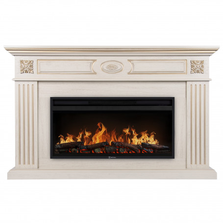 Каминокомплект: Очаг Electrolux EFP/P-3620LS, портал Siena 42/40/36, сл. кость с зол. патиной