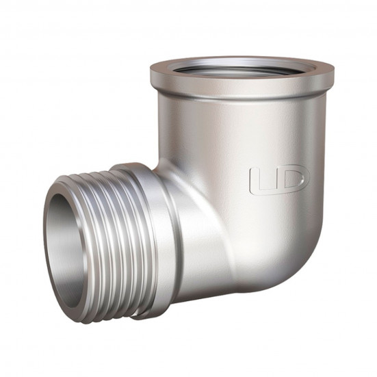 Угольник латунный LD LD Pride DN25 (1") ВР/НР латунь никель БЕЗ БИРКИ