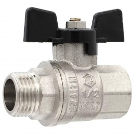 Кран VIEIR шаровый 1" ВВ, бабочка, никель, черный (60/6) VP220-03