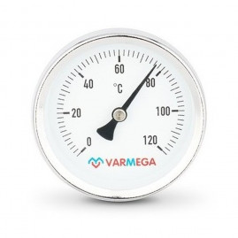 Термометр VARMEGA биметаллич. с погр. гильзой 63 мм, 120гр.С, штуц.50 мм, 1/2", VMMT01-635004