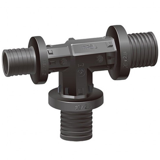 Тройник VARMEGA Slide-fit переходной, 32×25×32, аксиальный, PPSU, VM50524