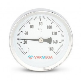 Термометр VARMEGA биметаллич. с погр. гильзой 63 мм, 160гр.С, штуц.50 мм, 1/2", VMMT02-635004