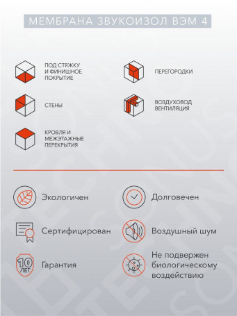 МЕМБРАНА Звукоизол ВЭМ 4 (2,5м x 1,2м x 4мм) 3м2