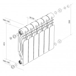 Радиатор биметалл Royal Thermo Revolution Bimetall 350  -  4 секц.