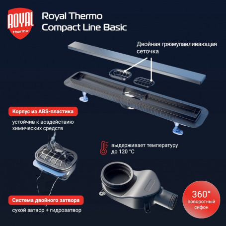 Лоток душевой Royal Thermo с сухим затвором Compact Line Basic 900