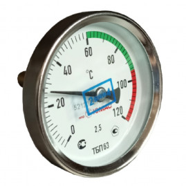 Термометр биметаллический осевой Дк63 L-50мм G1/2" 120C